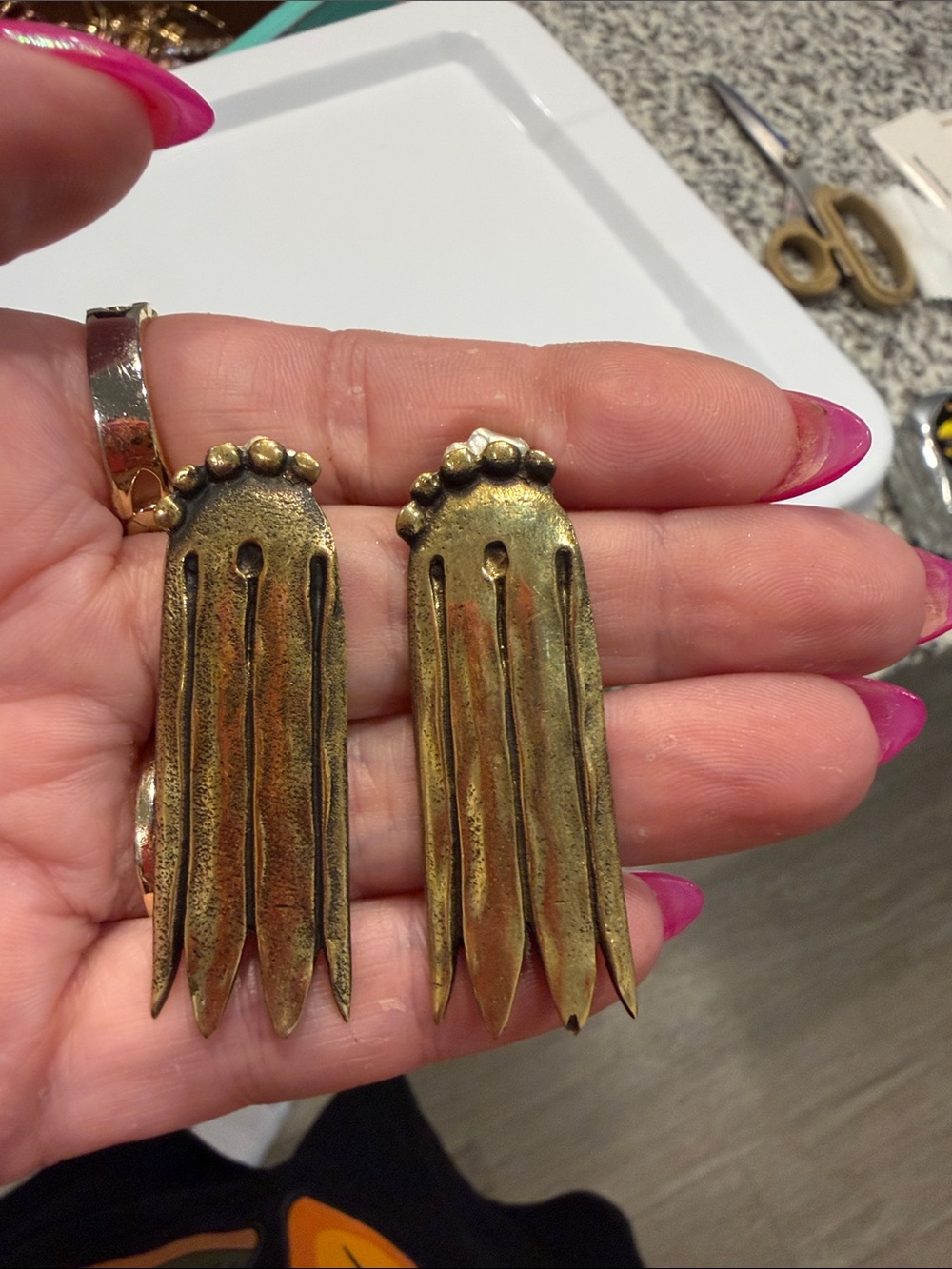 Vintage-Style Gold Tone Dangle Earrings